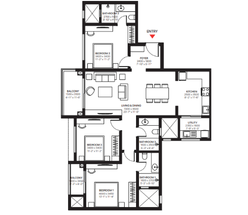 4 BHK Floor Plan